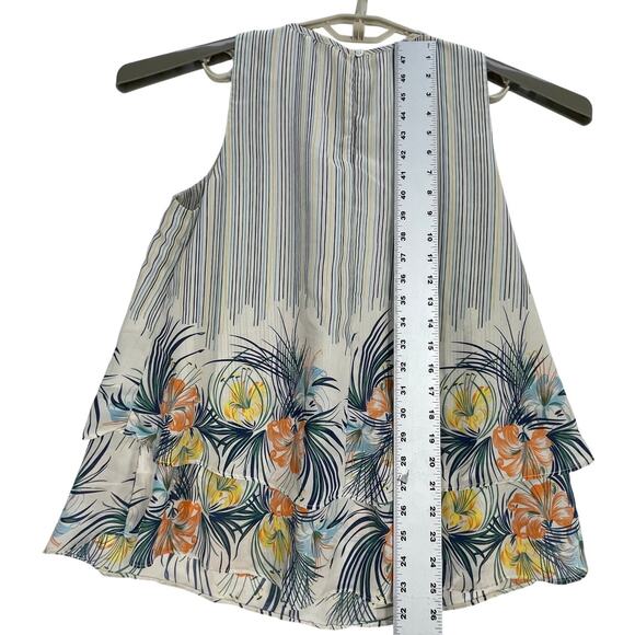 Entro Tank Top Blouse Womens Medium M Blue Yellow Green Floral Flowy - Picture 4 of 7